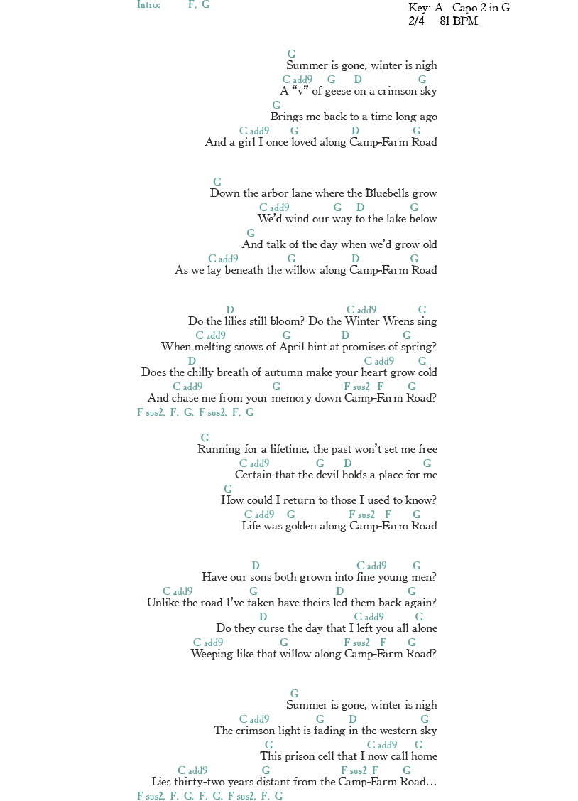Camp-Farm Road Chords
